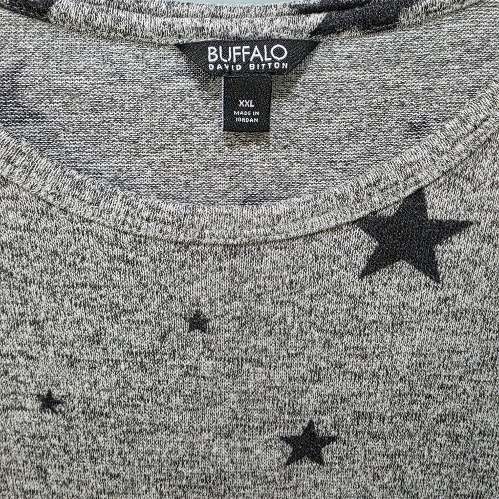 Buffalo David Bitton XXL Star Print Sweater Top Cozy Knit Batwing Sleeve Gray - Picture 2 of 9